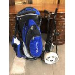 A Benross Mistral golf bag together with a 'Titleist turf glido' golf trolley