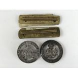 Two Silver War Badges and two Wounded Stripes