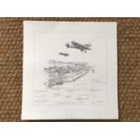 Nicolas Trudgian Heroes Return, RAF Spitfires coming in to land, limited edition monochrome print