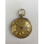 A late Victorian 18ct gold pocket watch, having key-wound lever movement by Samuel, Market St,