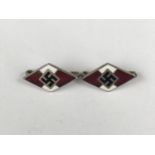 Two German Third Reich Hitler Youth members' enamel badges