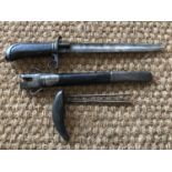 A 19th Century combination hunting hanger and double-barrelled pistol, of all-steel construction,