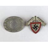 A German Third Reich RAD cap badge and RADwj commemorative brooch