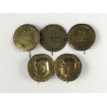 Five German Third Reich stamped tinplate commemorative / day badges