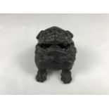 A Russian made patinated cast-iron Chinese dog of Fo censer, 8.5 cm (a/f)