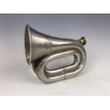 A Henry Keat & Sons "The Buglet" 4-turn bicycle bugle, bearing an engraved cycle club monogram