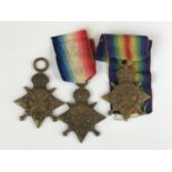 Three 1914-15 Stars, respectively to 13866 Pte G Marr, Royal Scots; 300159 Pte W Renton, Royal