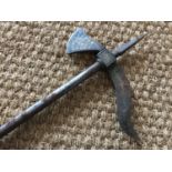 A 19th Century Indo-Persian tabar / zaghnal battle axe, of all-steel construction, the head and