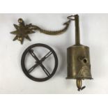 A 19th Century brass spit-jack manufactured by John Linwood, together with a decorative bracket, the