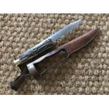 A late 19th / early 20th Century folding hunting / campaign knife, having antler grip scales and