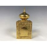 An Asprey silver-gilt perfume atomiser of Moorish influence, having an onion-dome cover above a