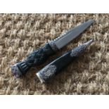 A Scottish silver-mounted sgian dubh by Robert Allison, the pommel set with an amethyst cabochon,