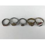 Five various Great War / military finger rings including Ottoman and Imperial German patriotic