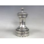 A Victorian silver pepper mill, of waisted form, Elkington & Co, Birmingham, 1883, 185g