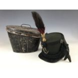 A Victorian Scottish Rifles officer's shako and transit tin