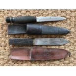 A late 19th / early 20th Century "thistle-top" hunting knife by Butler of Sheffield, together with a