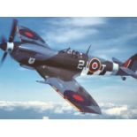 Flying Legends, Supermarine Spitfire LFIXe ML417, photographic print signed by Johnny Johnson, 39 cm