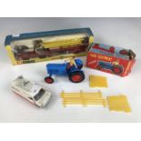 A boxed Corgi Major 1143 Aerial Rescue Truck, together with a Crescent No 149 Cattle Trailer and a