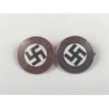 Two German Third Reich NSDAP party members' lapel badges