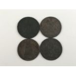 4 British / Irish copper halfpenny tokens: Edinburgh, 1791-2 (3); Cronebane, nd