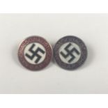 Two German Third Reich NSDAP party members' lapel badges