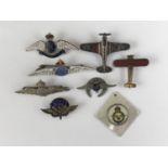 A quantity of RAF / RFC and aviation related sweetheart brooches and lapel badges