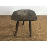 Two 19th Century rustic wooden milking stools