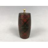 A Victorian Mauchline 'McLean' plaid Tartanware "go-to-bed" vesta holder, 7 cm