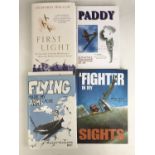 Four biographies / memoirs of Second World War RAF pilots, each bearing autograph signatures of