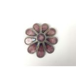An Alastair Norman Grant (20th Century) basse-taille enamelled silver brooch, of daisy form,