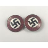 Two German Third Reich NSDAP party members' lapel badges