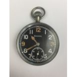 A Second World War British military GSTP pocket watch by Helvetia