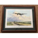 Robert Taylor Early Morning Arrival, an RAF Lancaster bomber coming in to land, a limited edition