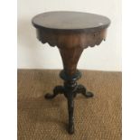 A Victorian burr walnut veneered sewing table