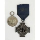 A German Third Reich Army 4 year service medal and Faithful Service Cross