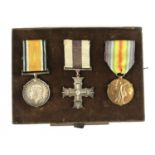 A Great War gallantry medal group comprising Military Cross (un-engraved), British War and Victory