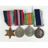 A George VI Naval Long Service and Good Conduct medal with Second World War campaign medals to PLY X