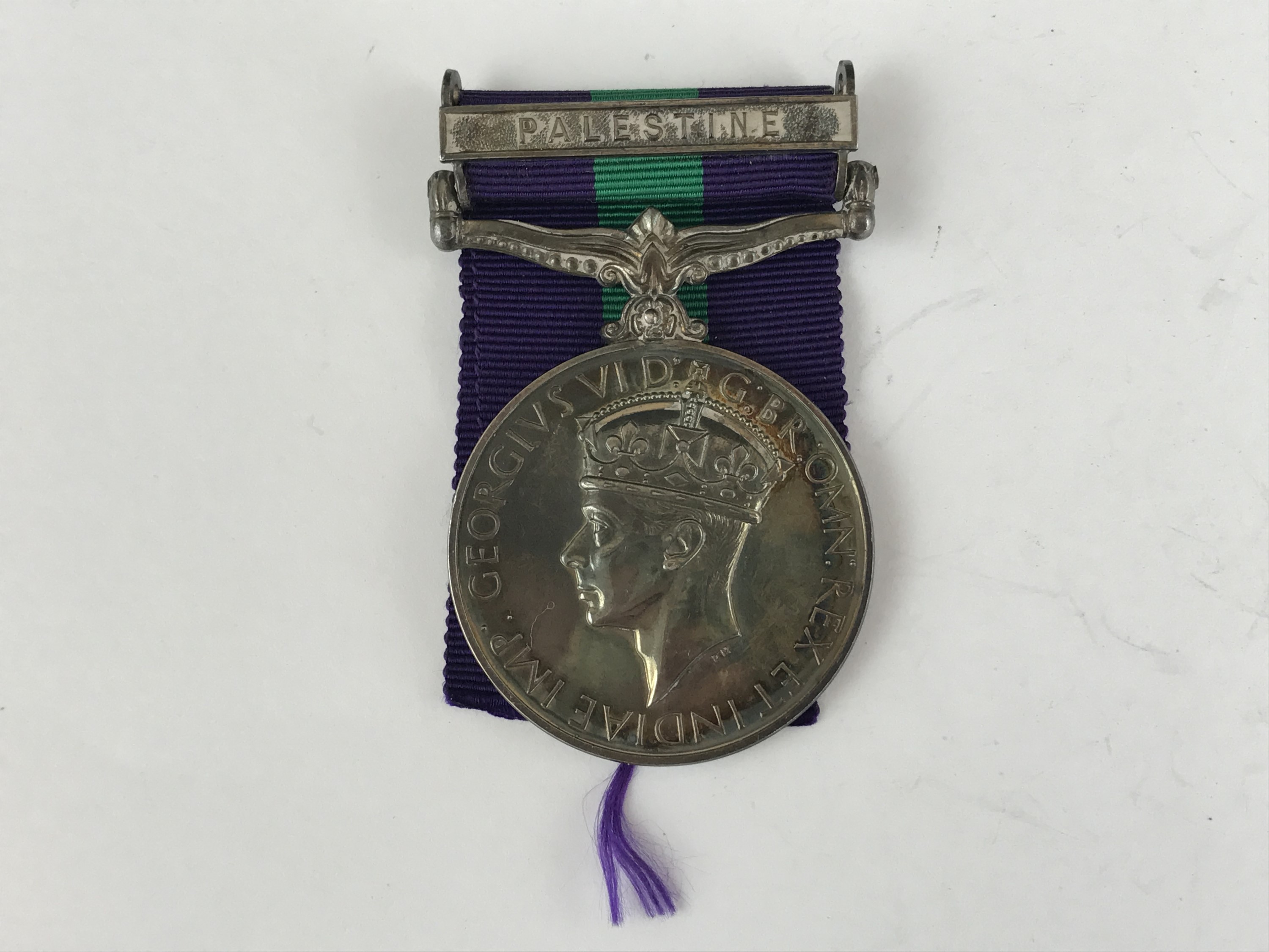 A George VI General Service Medal with Palestine Clasp to 2928452 Pte W O'Neill, Camerons