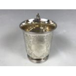 A Victorian silver Christening cup, of cylindrical form with everted beaded rim, conforming