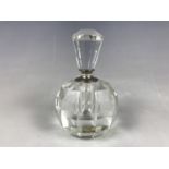 An early 20th Century Art Deco style grenade-form scent bottle, facet-cut with screw stopper and