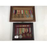 Two framed sets of Second World War British campaign medals