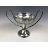 An early 20th Century WMF Secessionist / Art Nouveau electroplate two-handled footed bowl