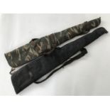 A Field Sports gun slip case together with a camouflaged example