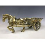 A heavy brass model of a horse and cart