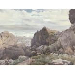 W*** Scott Smith (Contemporary) Coastal seascape from the perspective of the rocky shore,