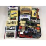Various Dinky and Matchbox cars and vans including an Aston Martin DB5 and a Jaguar E-Type etc