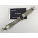 A 1970s lady's Rotary wristwatch, having a textured bracelet strap, rounded rectangular face and