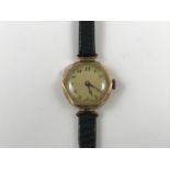 A 1920s lady's Buren 9ct gold wristlet watch