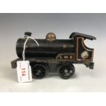 An early Meccano Hornby tinplate clockwork 0-gauge LMS 0-4-0 locomotive, embossed M Ld L