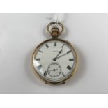 A gentleman's rolled gold Elgin pocket watch, with crown wound movement and subsidiary seconds dial